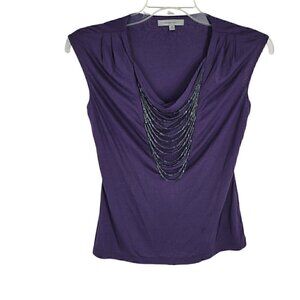 Small Purple Sleeveless Bead Necklace Blouse grunge whimsigoth career wear